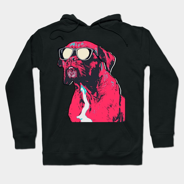 Cool Boxer Dog Wearing Sun Glasses Hoodie by zwestshops